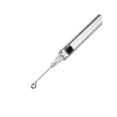 Close-up of a Syringe with a Droplet of Liquid