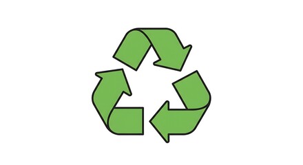 Green recycling symbol with three arrows on a white background.