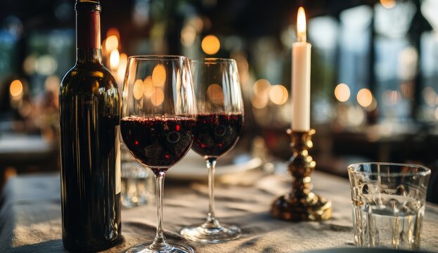 Elegant wine dinner table setting