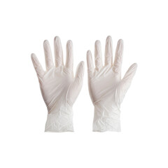Pair of Clean White Nitrile Disposable Gloves Isolated on Black Background