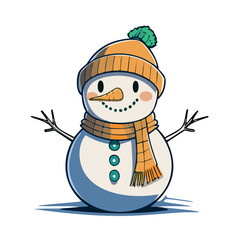 A whimsical illustration of a snowman