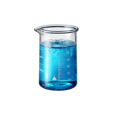 Beaker with Blue Liquid and Bubbles - Chemistry Experiment