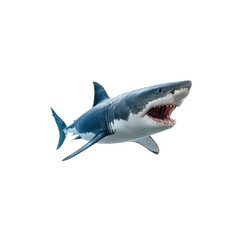 Majestic Great White Shark Swimming in Ocean - Isolated on Black Background