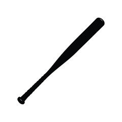 Black silhouette of a baseball bat used for hitting a baseball, baseball bat silhouette vector illustration