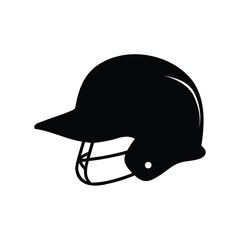 Fototapeta premium A black and white minimalist silhouette of a baseball or softball helmet, baseball helmet silhouette vector illustration