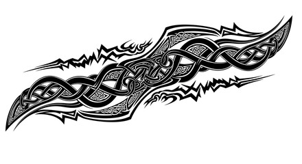 Striking black tribal knot design with sharp, dynamic elements for bold artistic expression