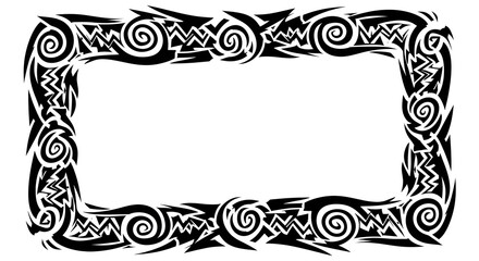 Bold tribal border design with dynamic swirls and sharp edges, perfect for edgy projects