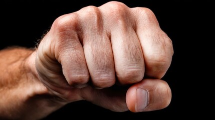 A close-up of a clenched fist symbolizes determination, strength, and resilience. This powerful image can represent various social movements, fighting for justice and equality.