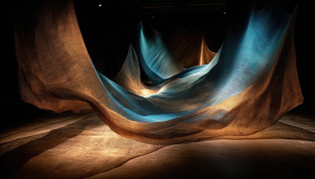 Draped fabric art installation