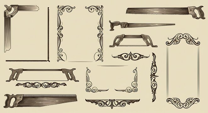 Handcrafted tools and ornate frames blending rustic charm with vintage elegance beautifully