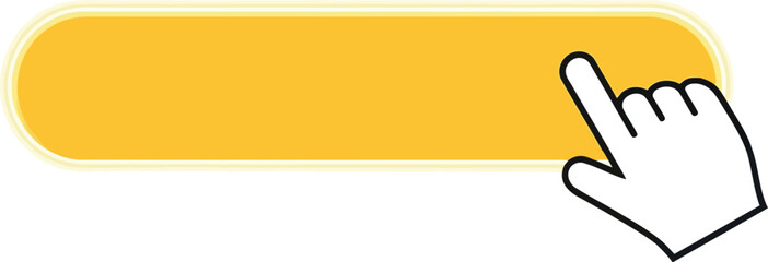 Vector vector art of yellow button with a cursor hand clicking transparent background