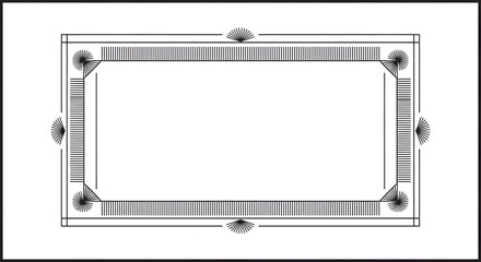 Obraz premium Elegant geometric border design with radiating sunburst corners for refined invitations and documents
