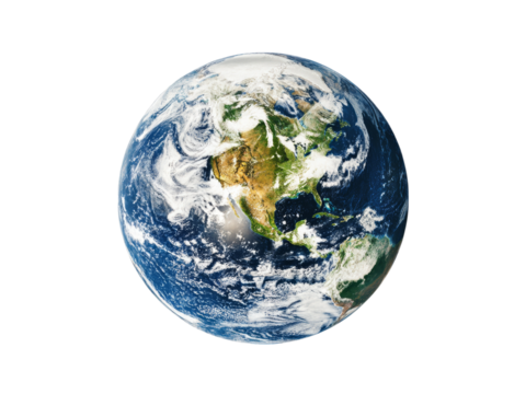 Stunning view of earth from space north america clouds, Isolated On White Background, Png Transparent