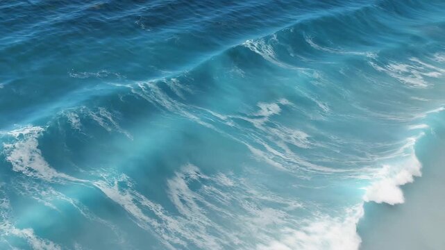 Close-up slow-motion flickering ocean waves glowing mist, seamless loop 3D render piercing ocean spray ambient glow, dreamlike reflections, surreal fantasy cinematic lighting, ultra calming mystical
