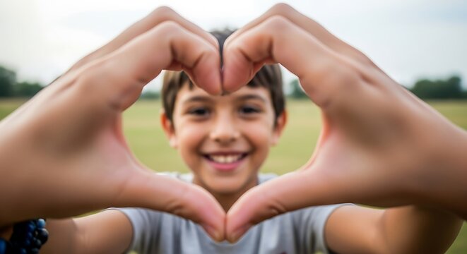 Child heart hands love happy kid smiling portrait boy fingers gesture care happiness affection family children's day