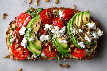Avocado Toast with Tomatoes and Feta Cheese - A Healthy and Delicious Meal.