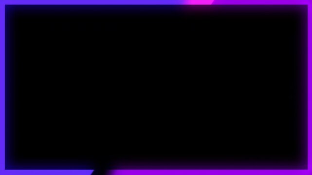 4k stock | Webcam overlays with black space in a bright purple neon frame for stylish streaming visuals. Perfect for creating modern online content.
