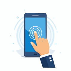 Hand Touching Smartphone Screen