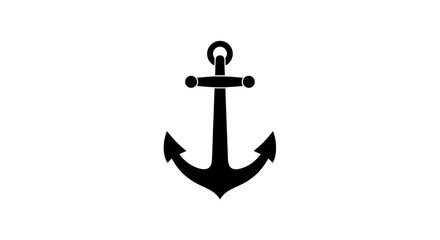 Classic Black Anchor Icon Silhouette, Maritime Symbol.