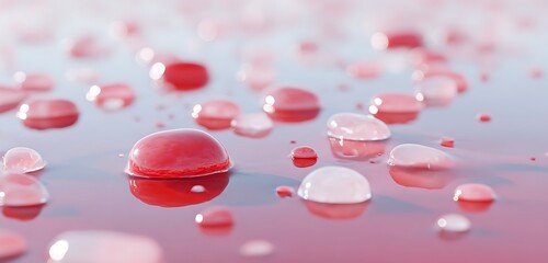 Smooth jelly pads casting reflection on surface of flowing bubblegum river