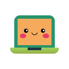 Cute Cartoon Laptop Happy Face Vector Minimal Illustration