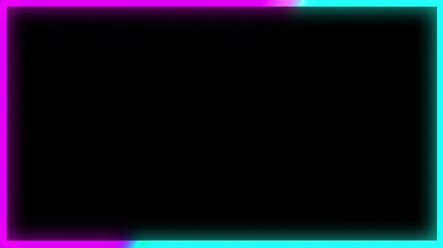 4k stock | Webcam overlays with neon light border suitable for Twitch streaming or video calls. Stylish black rectangle design with pink and cyan.