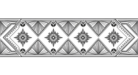 Elegant geometric border design with art deco inspired floral diamond motifs and sharp linear patterns