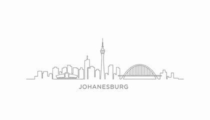Naklejka premium Johannesburg Skyline Outline with South Africa, Monochrome, and Minimal.