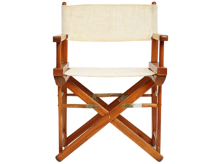 Classic wooden directors chair canvas seat folding, Isolated On White Background, Png Transparent