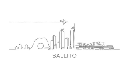 Obraz premium Ballito South Africa Skyline Outline with Airplane Illustration.