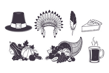 Autumn Harvest and Thanksgiving Elements Vector Illustration