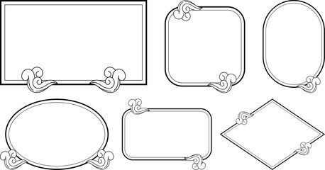 Set of Ornamental Vector Frames with Decorative Corners in Retro Style, Perfect for Labels, Certificates, Invitations, Packaging, Greeting Cards, Posters, and Elegant Vintage Design Projects