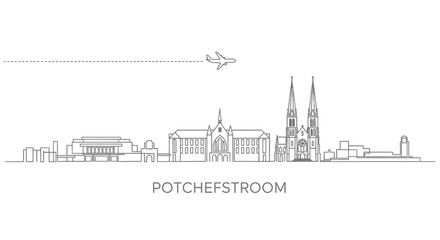 Fototapeta premium Potchefstroom Skyline with Airplane South Africa Travel.