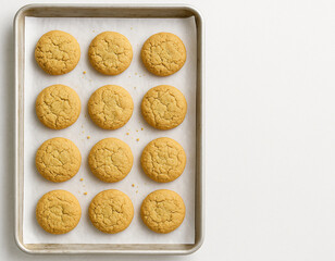 A Dozen Homemade Peanut Butter or Sugar Cookies on a Baking Sheet