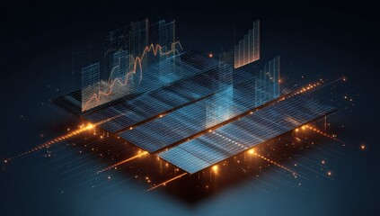 Abstract digital cube with data visualizations