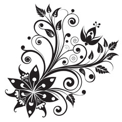 Black and White Floral Swirl