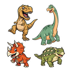 cartoon dinosaur collection set illustration