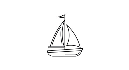 Simple Outline Illustration of a Sailing Vessel.