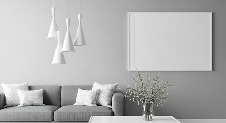 Modern Gray Living Room Interior Design.