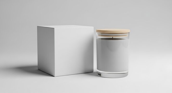 White Box and Candle, Minimalist Presentation.