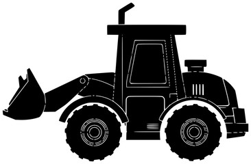 bulldozer illustration forklift silhouette excavator logo loader icon construction outline telehandler machine backhoe heavy tractor vehicle industry set hydraulic shape or vector graphic background