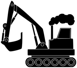 bulldozer illustration forklift silhouette excavator logo loader icon construction outline telehandler machine backhoe heavy tractor vehicle industry set hydraulic shape or vector graphic background
