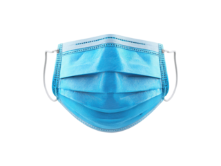Disposable light blue face mask protective gear safety, Isolated On White Background, Png Transparent