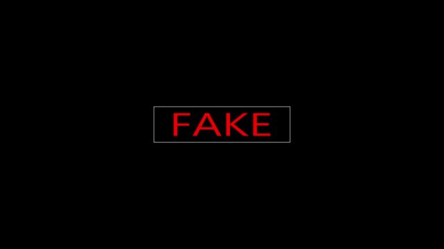 Fake postal stamp, threadbare seal, unmasking and disclosure to public, transparent background footage in 4K Animation. fake hoax false and manipulation headline news across international media. 4K..