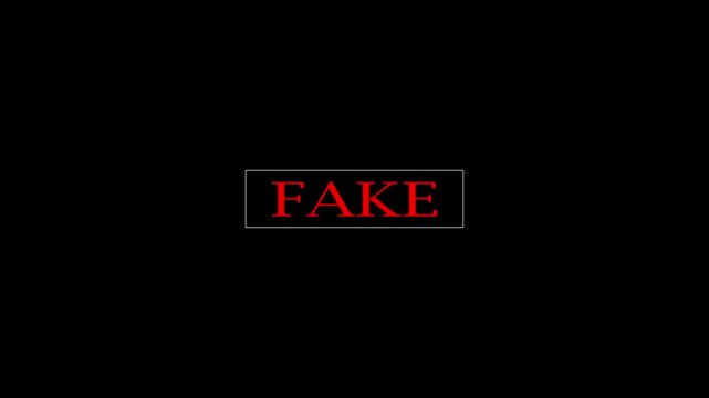 Fake postal stamp, threadbare seal, unmasking and disclosure to public, transparent background footage in 4K Animation. fake hoax false and manipulation headline news across international media. 4K..