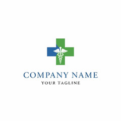 Obraz premium Medical cross logo with caduceus symbol.