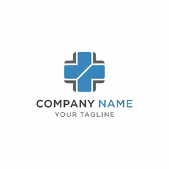 Fototapeta premium Abstract medical cross logo design for company branding.