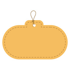 Sales tags hung with string badges. Paper sales tags. Hanging Sales Signs.