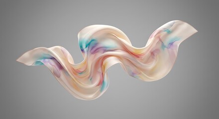 Obraz premium Mockup of abstract flowing silk fabric with pastel watercolor splashes and soft lighting for commercial usage