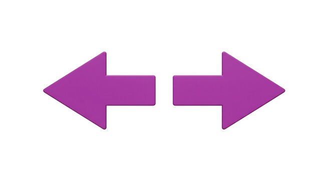 Two purple arrows pointing in opposite directions on a white background.